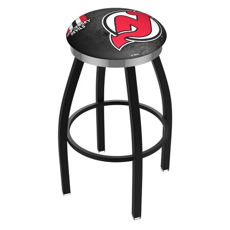 L8B2C New Jersey Devils  36 Swivel Bar Stool With A Black Wrinkle And Chrome Finish